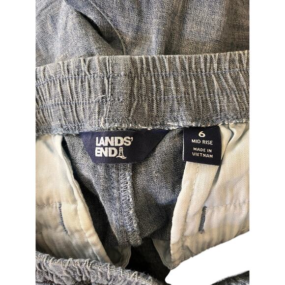 Lands End Pull On Elastic Waist Mid Rise Blue Chambray Shorts Size 6 - Picture 4 of 5